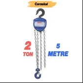 Zincirli Caraskal 2 Ton 5 Metre Profesyonel El Vinci Dayanıklı Yük Kaldırma Makinesi Aparatı thumbnail 2