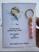 72 Adet Pembe Renk İsme Özel İlk Dişim Çıktı Diş Partisi Diş Buğdayı Hatırası Hediyelik Anahtarlık thumbnail 4