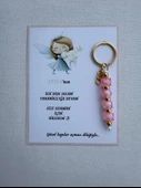 72 Adet Pembe Renk İsme Özel İlk Dişim Çıktı Diş Partisi Diş Buğdayı Hatırası Hediyelik Anahtarlık thumbnail 1