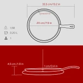 Lava Döküm Yuvarlak Pizza Krep Pankek Tavası Döküm Demir Yekpare Saplı Kayın Servis Ahşabı Çap(Ø)20cm.-Bordo thumbnail 5