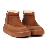 Kadın Vizon Günlük Kürklü Bot - Kalın Tabanlı, Fermuarlı - 1