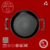 Lava Döküm Yuvarlak Sahan Döküm Demir Yekpare Çift Kulplu Çap(Ø)24cm.-Bordo thumbnail 4