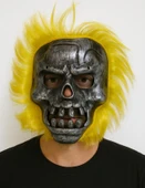 Metal Kafatası Sarı Saçlı İskelet Maske - 1