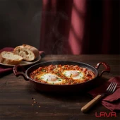 Lava Döküm Yuvarlak Sahan Döküm Demir Yekpare Çift Kulplu Çap(Ø)24cm.-Bordo thumbnail 7