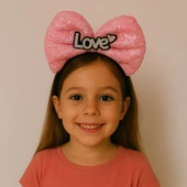 LED Işıklı Love Yazılı Fuşya Fiyonk Taç – Kız Çocuk Parti Tacı - 2