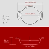 Lava Döküm Yuvarlak Sahan Döküm Demir Yekpare Çift Kulplu Çap(Ø)24cm.-Bordo thumbnail 5