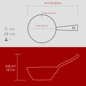 Lava Döküm Yuvarlak Sufle Sos Kabı Döküm Demir Yekpare Saplı Çap(Ø)7cm.-Bordo - 5