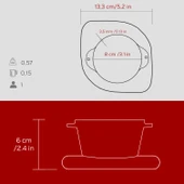 Lava Döküm Yuvarlak Sufle / Sos Kabı ve Ahşap Altlığı. Çap(Ø)8cm.-Bordo - 5