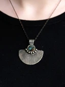 Doğal Taş Labradorit Doğal Taşlı Desenli Otantik Kadın Kolye 45 Cm Zincirli euk26lbt thumbnail 1