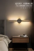 luxshome Çift Yön Kablosuz Pilli Yapışkanlı Salon Tablo Duvar Resim Televizyon Kenarı Aplik Duvar Aydınlatma - 1