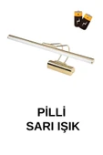 luxshome Gold Kasa Pilli Aplik Banyo Duvar Ayna Tablo Aydınlatması Flüt Aplik Kuğu Aplik Pil Hediyedir thumbnail 1
