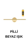 luxshome Modern Kablosuz Tak Çalıştır Ledli Pilli Aplik Banyo Tablo Ayna Aydınlatma Eskitme Gold Pil Dahildir thumbnail 1