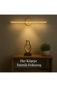 luxshome Modern Kablosuz Tak Çalıştır Ledli Pilli Aplik Banyo Tablo Ayna Aydınlatma Eskitme Gold Pil Dahildir - 1