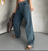 Baggy kar yıkama yeşil tint jeans pantolon d2007 - 3