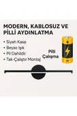 luxshome Modern Kablosuz Tak Çalıştır Ledli Pilli Aplik – Siyah Kasa, Beyaz Işık, Pil Dahil thumbnail 2