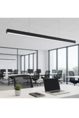 luxshome Lineer 120 cm Siyah Kasa Doğal Beyaz Işık Sarkıt Modern LED Avize, Salon Mutfak Ofis Masaüstü Lamba thumbnail 1