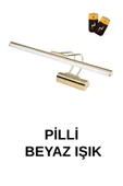 luxshome Gold Kasa Pilli Aplik Banyo Duvar Ayna Tablo Aydınlatması Flüt Aplik Kuğu Aplik Pil - 1