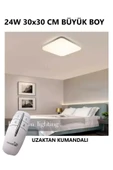 luxshome Büyük Boy Kare Tavana Sıfır Led Avize Kumandalı Oda Lambası Aplik Led Armatür 6500K Beyaz Işık 24w thumbnail 1
