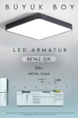 Voxify 30x30 cm Büyük Boy 24W Siyah Kasa Led Panel Avize Armatür Salon Banyo Balkon Tuvalet ve Wc Lambası thumbnail 1