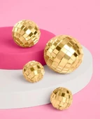 Disko Topu Pasta Süsü,disko Topu Kek Dekorasyonları GOLD disko topu 4 lü pasta süsü thumbnail 3