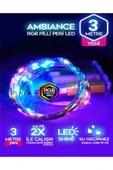 Voxify 3 Metre Pilli Rgb Peri Led Ince Tel Dekoratif Lambası Renkli Dekor Perde Ledli Bahçe Oda Kafe Duvar thumbnail 1