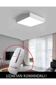 luxshome 30x30 Cm Büyük Boy Kare Tavana Sıfır Led Plofenyer Avize Uzaktan Kumandalı Avize 6500K Beyaz Işık thumbnail 1
