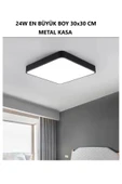 luxshome 30x30cm Büyük Boy 24w Metal Siyah Kasa Tavana Sıfır Led Panel Armatür Avize 6500K Beyaz Işık Ev Ofis - 1