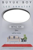 Voxify 24W Büyük Boy Antrasit Renk Kasa Tavana Sıfır Plafonyer Led Armatür Avize Aplik Lambası Beyaz Işık thumbnail 1