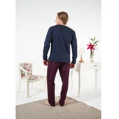 Estiva Penye İnterlok Kareli Uzun Kol Erkek Pijama Takım thumbnail 2