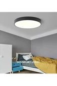 luxshome Büyük Boy 24w Metal Siyah Kasa Tavana Sıfır Led Panel Armatür Avize 6500K Beyaz Işık Ev Ofis İşyeri thumbnail 1