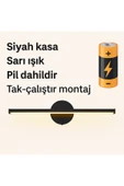 luxshome Modern Kablosuz Tak Çalıştır Ledli Pilli Aplik Banyo Tablo Ayna Duvar Aydınlatma Siyah Pil Dahildir thumbnail 2