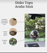 Disko Topu Dikiz Aynası Süsü - 6 Cm - Araba Süsü Cam Aynadan Yapılmaktadır - 2