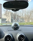 Disko Topu Dikiz Aynası Süsü - 6 Cm - Araba Süsü Cam Aynadan Yapılmaktadır - 1
