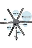 6 Kanatlı Katlanabilir LED Işık  3200K-5600K Renk Ayarı, Tripod ve Taşıma Çantası Dahil 2.10 CM Tripod Ayak Canlı Yayın Işığı - 2