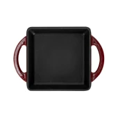 Lava Döküm Kare Sahan Döküm Demir Yekpare Çift Kulplu Ölçü 12x12cm.-Bordo thumbnail 3