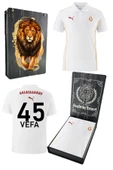 Galatasaray Orijinal Lisanslı A-Takım UV Bakılı Kişiye Özel Polo Yaka Beyaz T-Shirt thumbnail 1