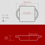 Lava Döküm Kare Sahan Döküm Demir Yekpare Çift Kulplu Ölçü 12x12cm.-Bordo thumbnail 5