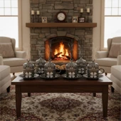 Yonca Desenli 6 Kişilik Porselenli Kapaklı 24 Parça Kalay Renk Fincan Seti - 3