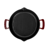 Lava Döküm Yuvarlak Izgara Tavası Döküm Demir Yekpare Çift Kulplu Çap(Ø)32cm.-Bordo thumbnail 3