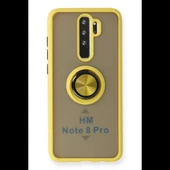 Joy Tekno Xiaomi Redmi Note 8 Pro Kılıf Montreal Yüzüklü Silikon Kapak - Sarı - 1