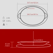 Lava Döküm Oval Fajita Tabağı Döküm Demir Yekpare Çift Kulplu Kayın Servis Ahşabı Ölçü 18x24cm.-Bordo thumbnail 5