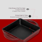 Lava Döküm Kare Sahan Döküm Demir Yekpare Çift Kulplu Ölçü 12x12cm.-Bordo thumbnail 6