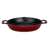 Lava Döküm Yuvarlak Izgara Tavası Döküm Demir Yekpare Çift Kulplu Çap(Ø)32cm.-Bordo thumbnail 1