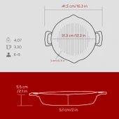 Lava Döküm Yuvarlak Izgara Tavası Döküm Demir Yekpare Çift Kulplu Çap(Ø)32cm.-Bordo thumbnail 5