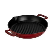 Lava Döküm Yuvarlak Izgara Tavası Döküm Demir Yekpare Çift Kulplu Çap(Ø)32cm.-Bordo thumbnail 2