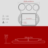 Lava Döküm Dikdörtgen Sahan Döküm Demir Yekpare Çift Kulplu Kayın Servis Ahşabı Ölçü 12x15cm. (Sos kapları dahil değildir.)-Bordo thumbnail 5