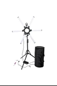 Katlanabilir 6 Kollu LED Stüdyo Işık  120 W Yüksek Parlaklık, 3200K 5600K Renk Ayarı, Tripod ve Taşıma Çantası 2.10 CM Tripod Ayak Canlı Yayın Işığı - 4