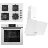 Ferre Flameart Sc Serisi Beyaz Set (SC406-WFA + QMS63CB +D087 ) - 65 Cm'lik Kare Döküm Izgara-Wok - 1