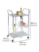 Katlanabilir Tekerlekli Metal Raflı Servis Arabası – Beyaz - 7