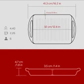 Lava Döküm Dikdörtgen Izgara Tavası Döküm Demir Yekpare Çift Kulplu Ölçü 26x32cm.-Bordo thumbnail 5